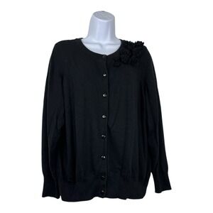Womens Floral Applique Cardigan Sweater Size 2X Whimsigoth Fairy Grunge Cocktail